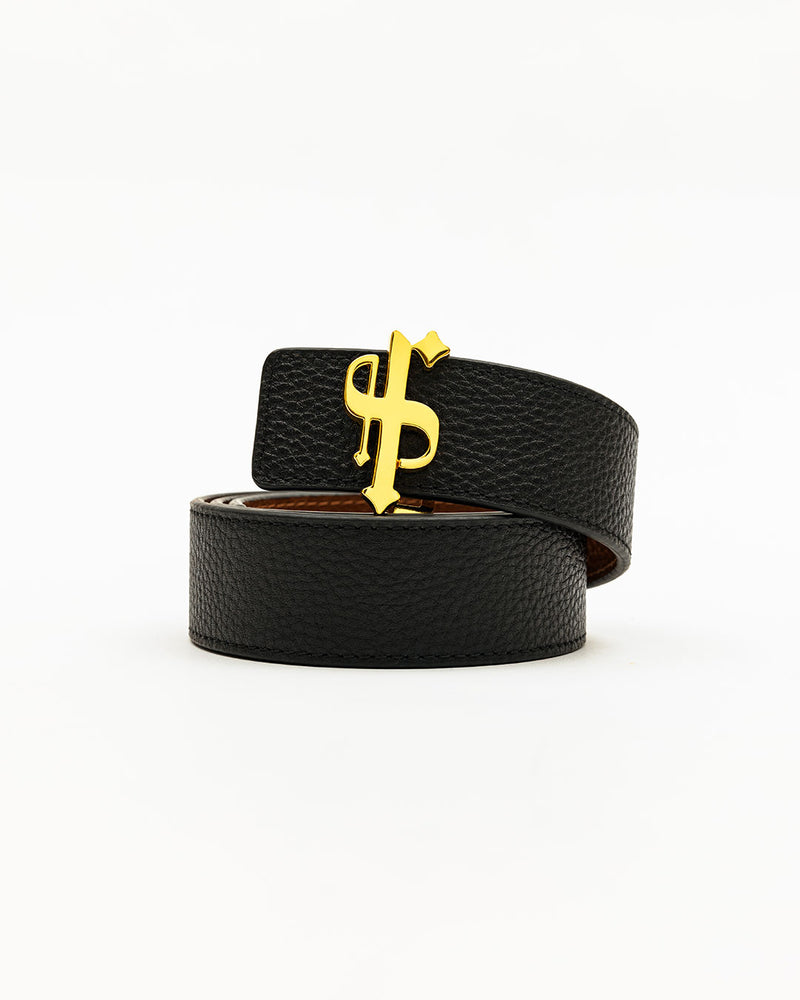 Father Sons Black / Tan Leather Reversible Belt with Gold FS Buckle - FSBELT001 (PRE ORDER 19TH DECEMBER)