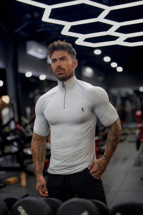 FS SS Light Grey Half Zip Gym Top - FSH1314