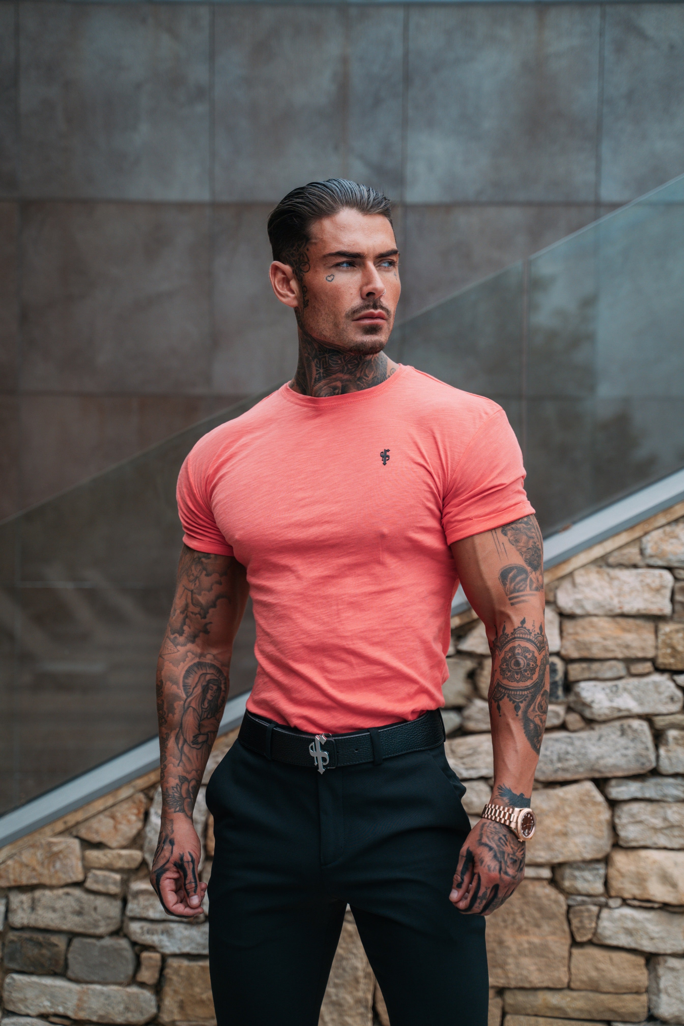 Baby Pink Slub Crew Short Sleeve