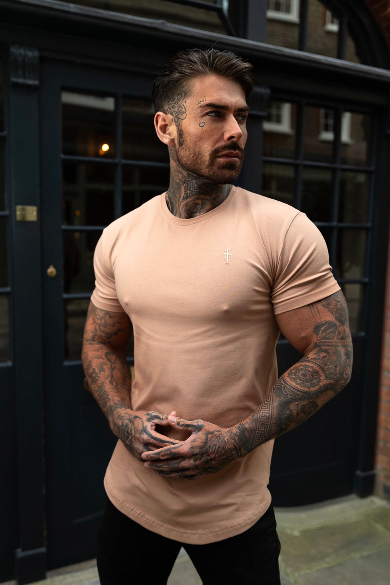 Father Sons Classic Coffee Tonal Curved Hem Crew T Shirt - FSH992