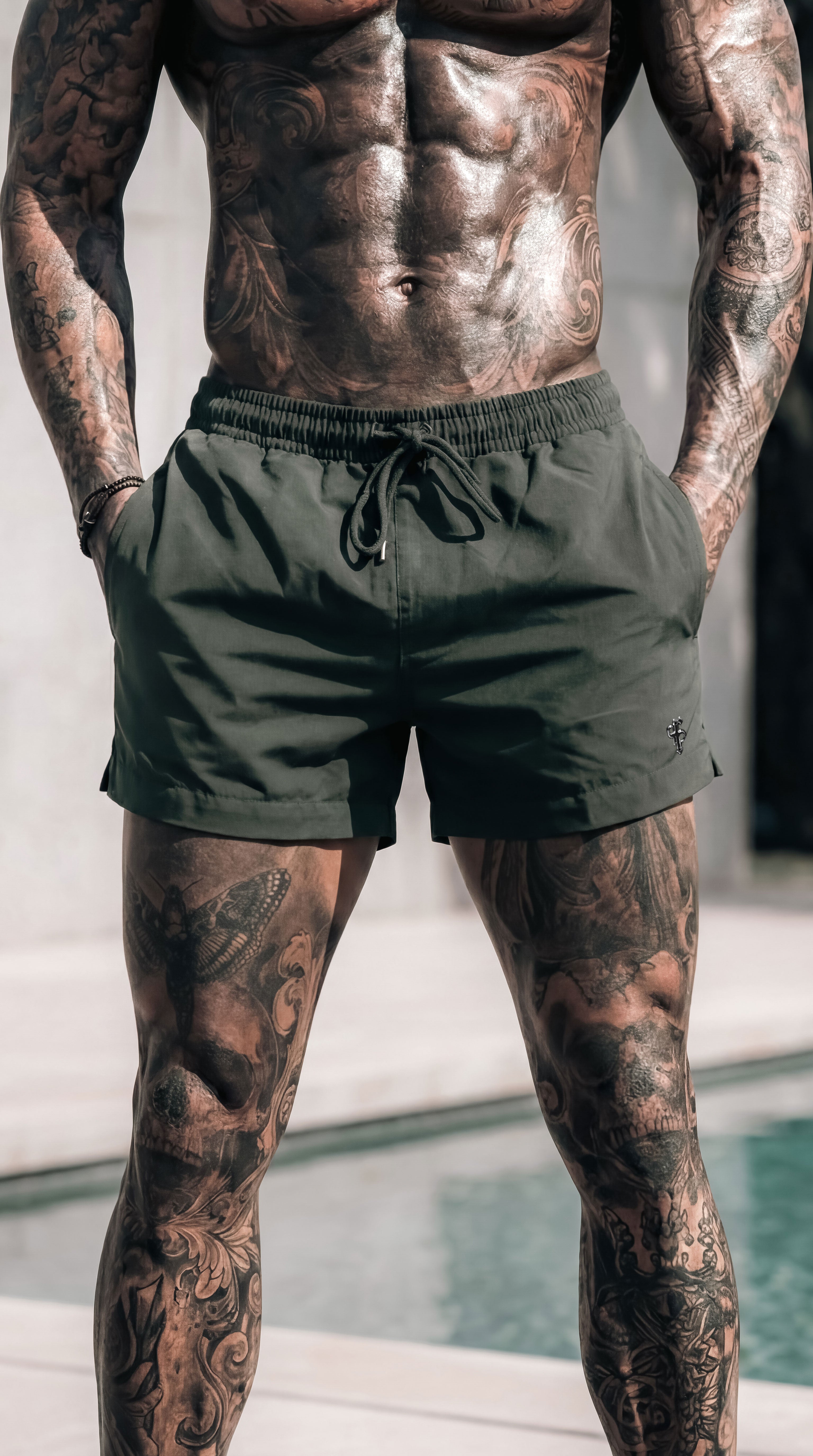 Khaki / Silver Swim Shorts - FSH1329