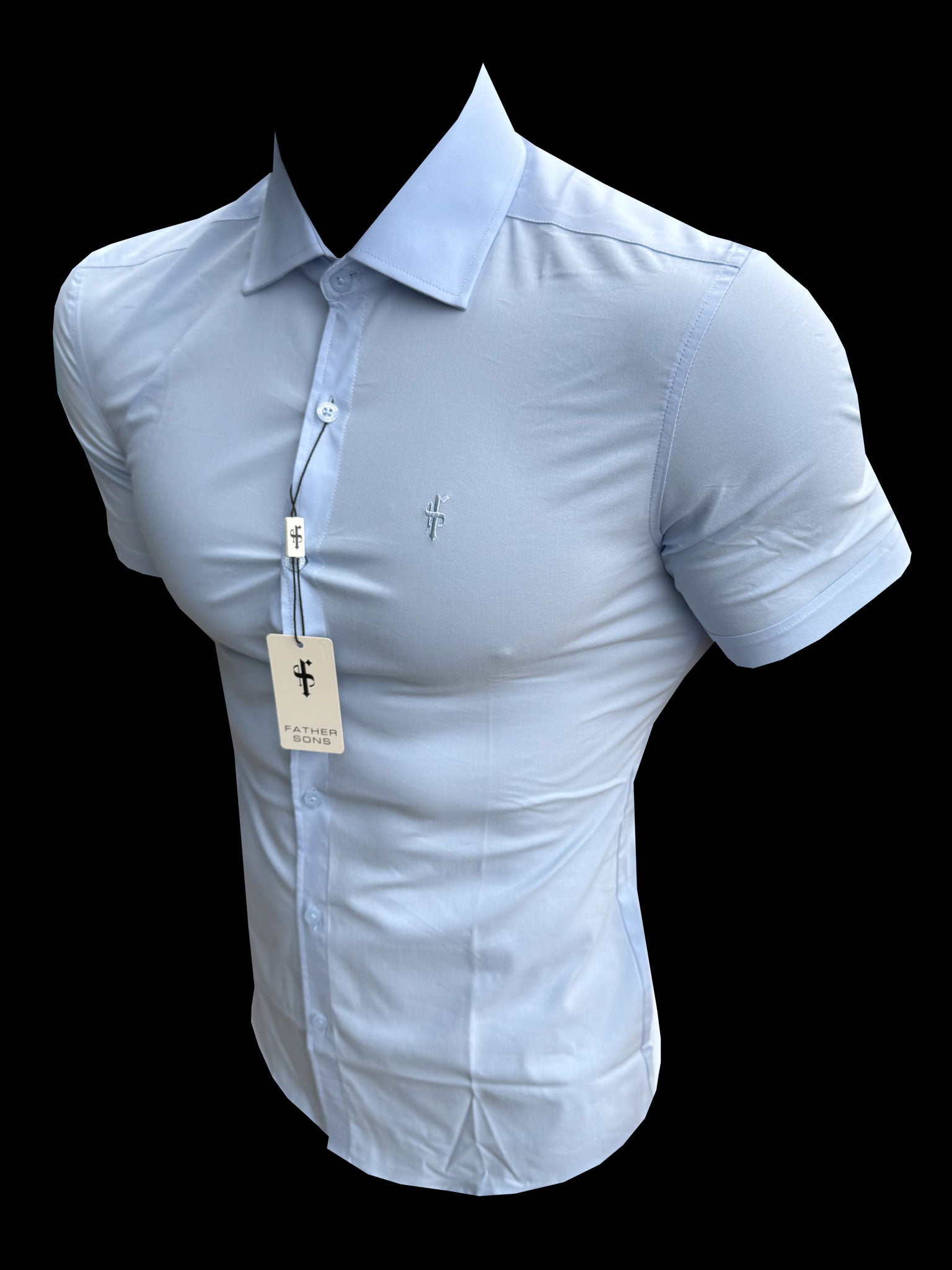 Muscle Fit Advanced Stretch Powder Blue Short Sleeve with Cutaway Collar  - FS1162