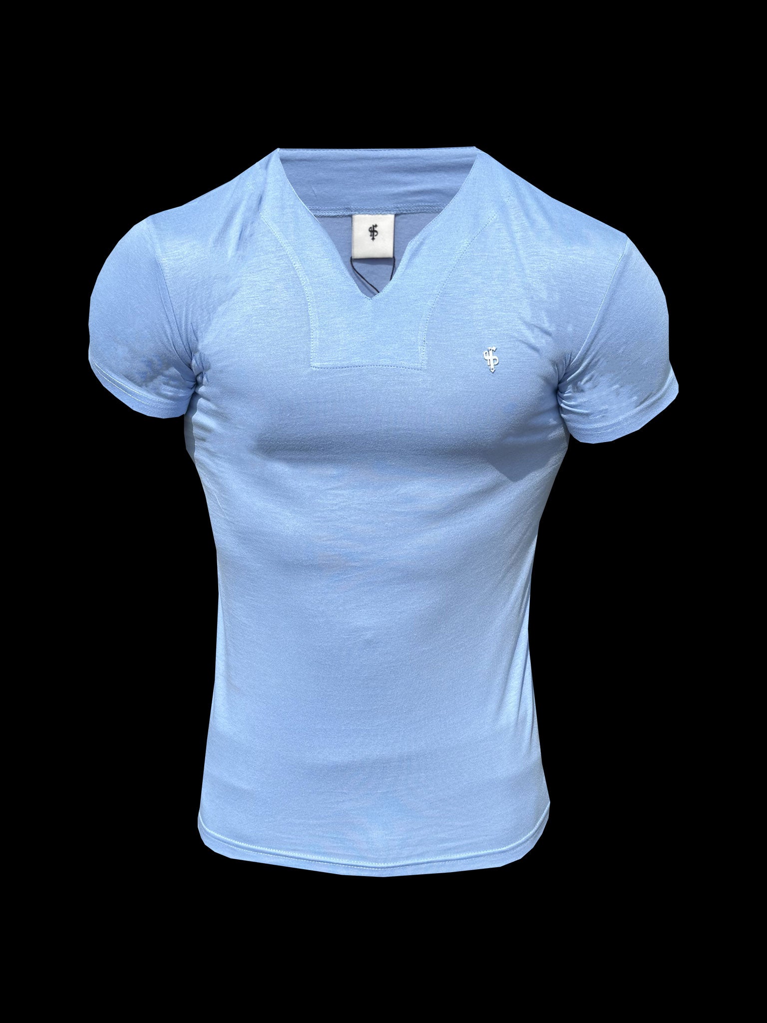 Advanced V Neck Bamboo Crew Short Sleeve Light Blue / Silver - FSH1511