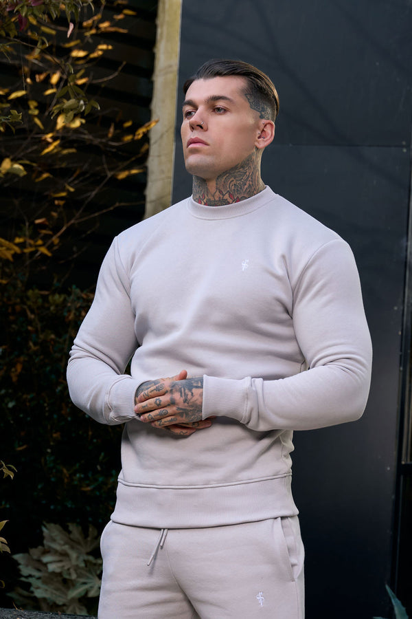 FS Plain Light Grey Crew Sweater With FS Branding - FSH1184