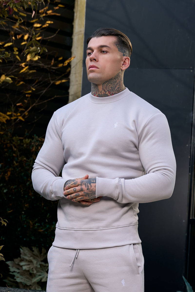 FS Plain Light Grey Crew Sweater With FS Branding - FSH1184