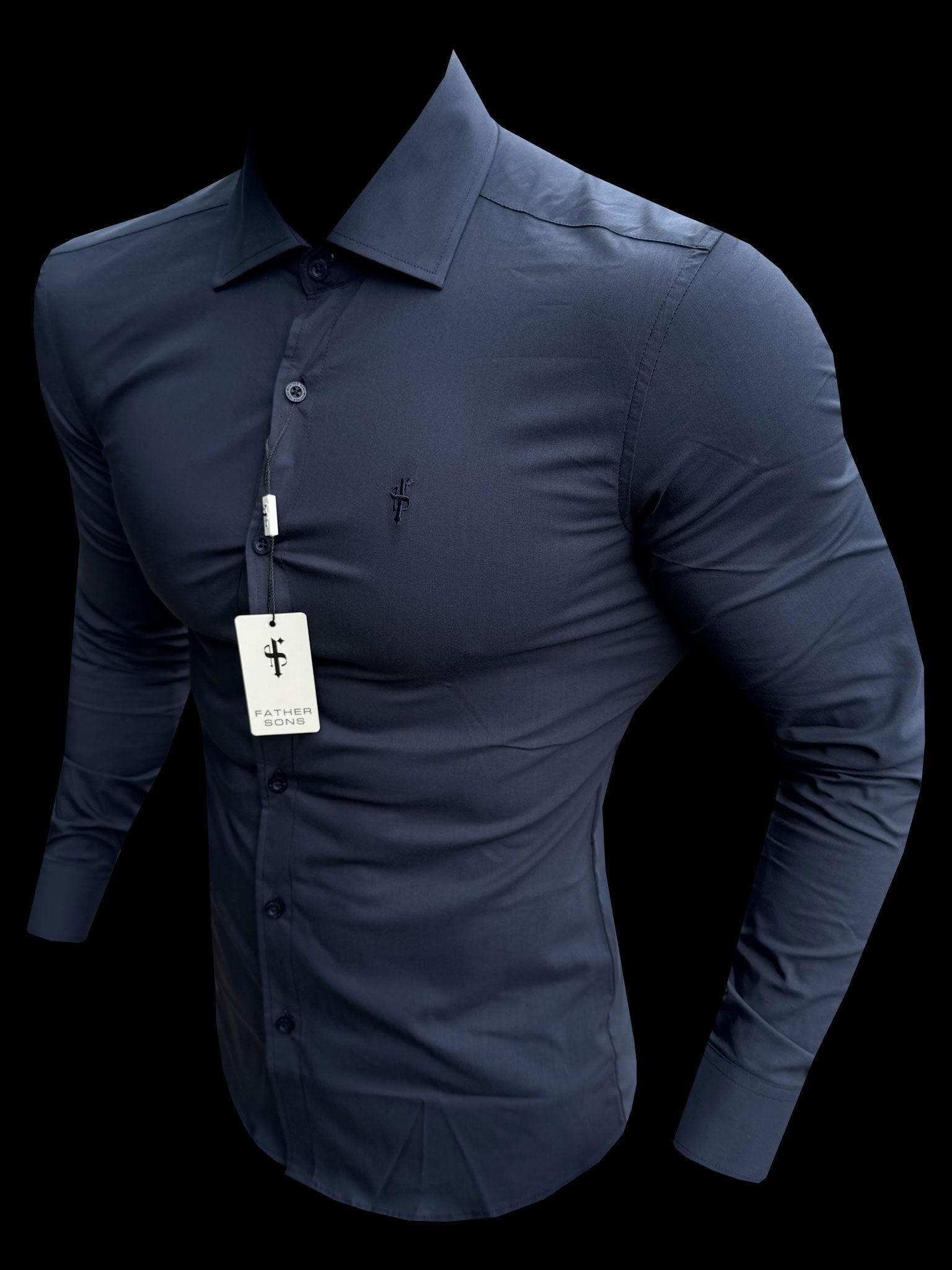 Muscle Fit Advanced Stretch Navy with Cutaway Collar  - FS1168