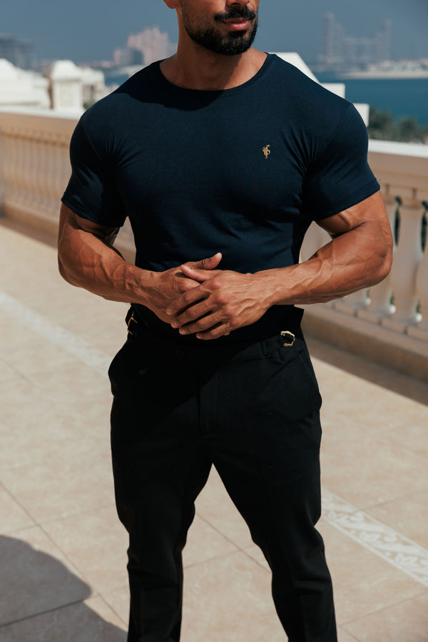 Father Sons Navy / Gold Bamboo Crew T Shirt - FSH1437