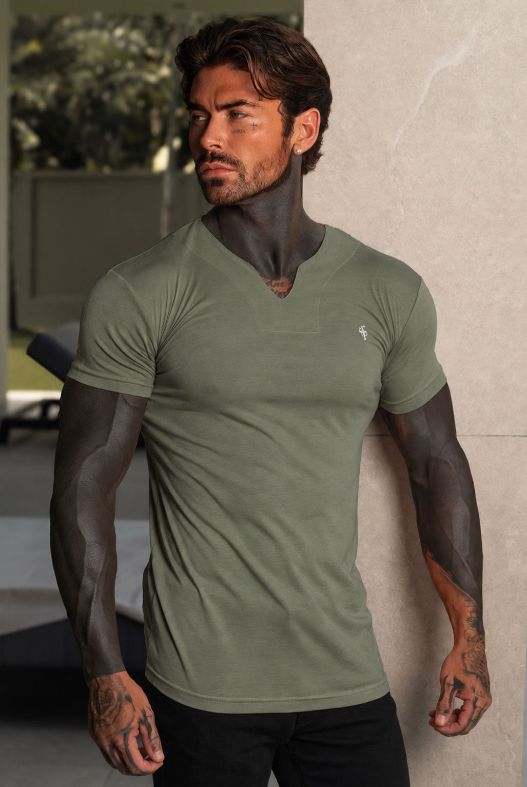 Advanced V Neck Bamboo Crew Short Sleeve Olive - FSH1510