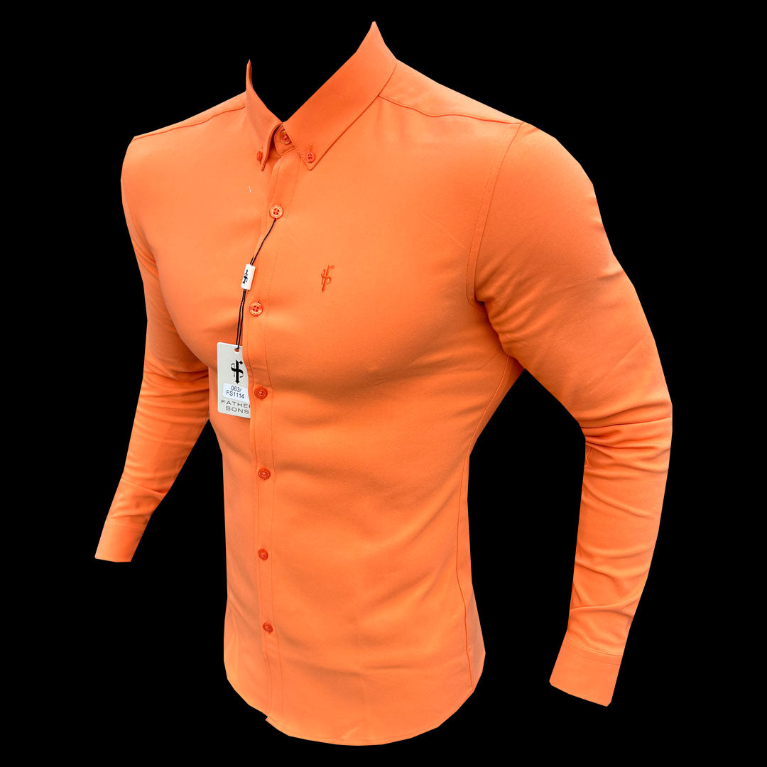 Super Slim LS Orange Scuba with Button Down Collar - FS1114