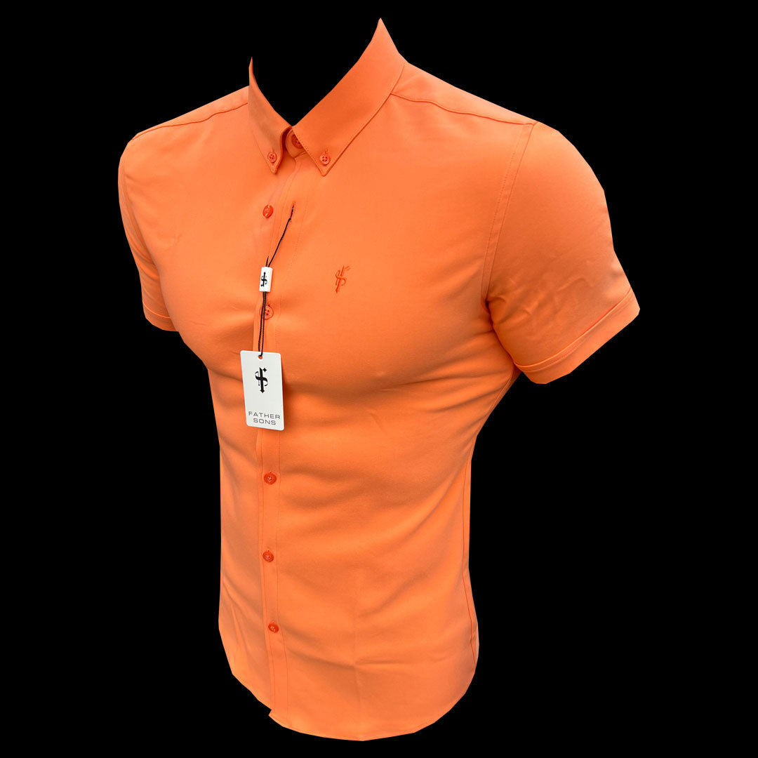 Super Slim SS Orange Scuba with Button Down Collar - FS1115