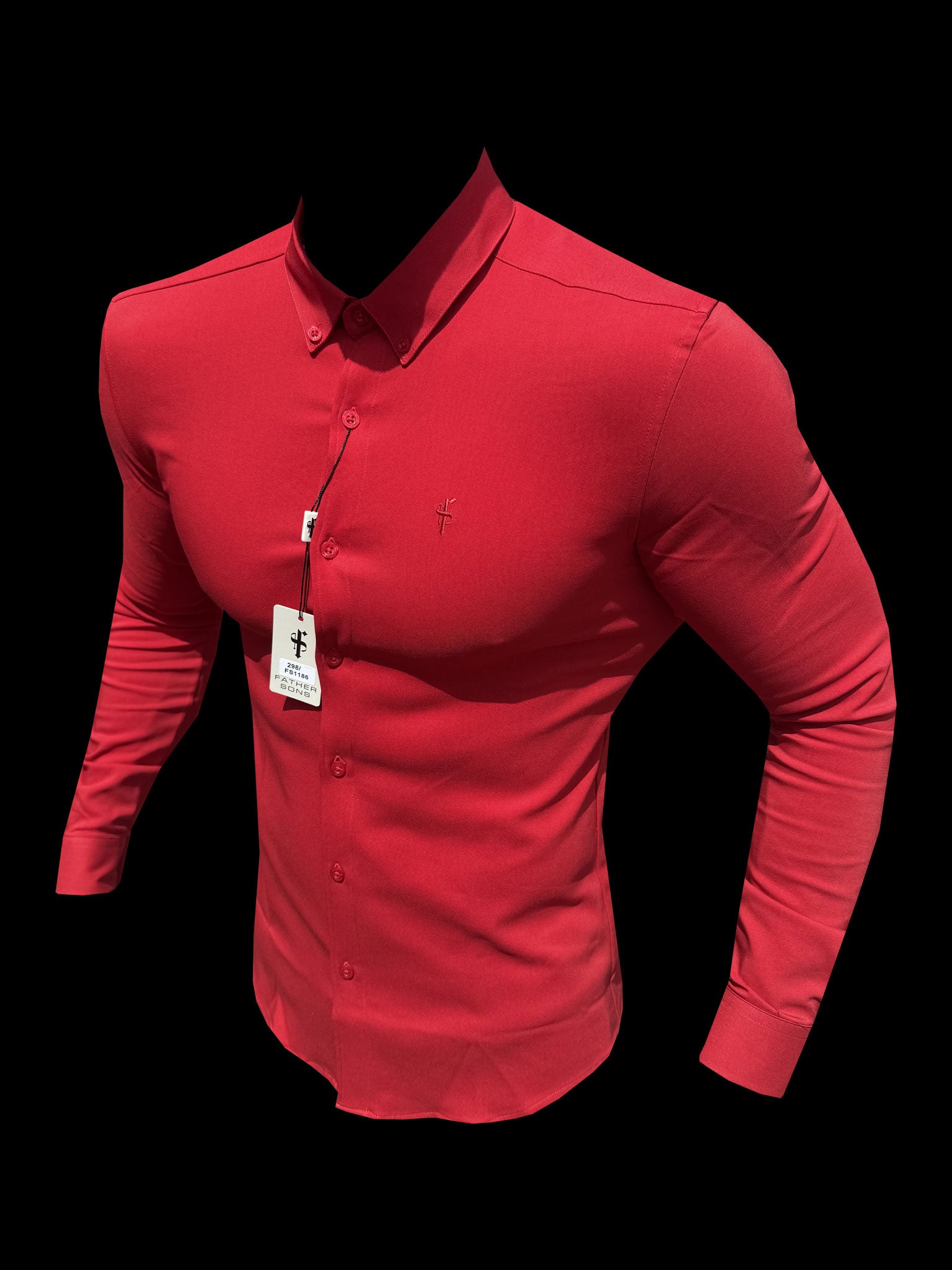 Super Slim LS Postbox Red Scuba with Button Down Collar - FS1186