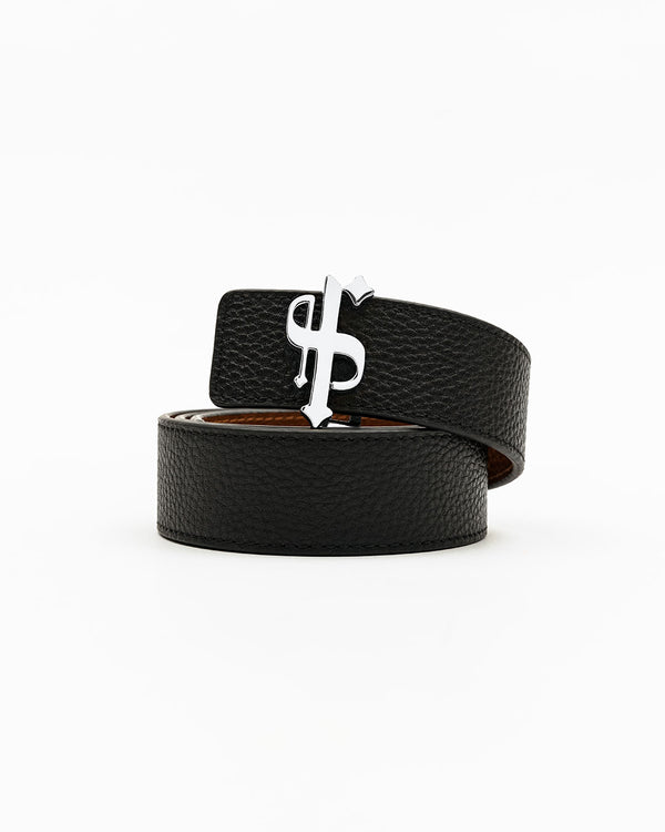 Father Sons Black / Tan Leather Reversible Belt with Silver FS Buckle - FSBELT002  (PRE ORDER 19TH DECEMBER