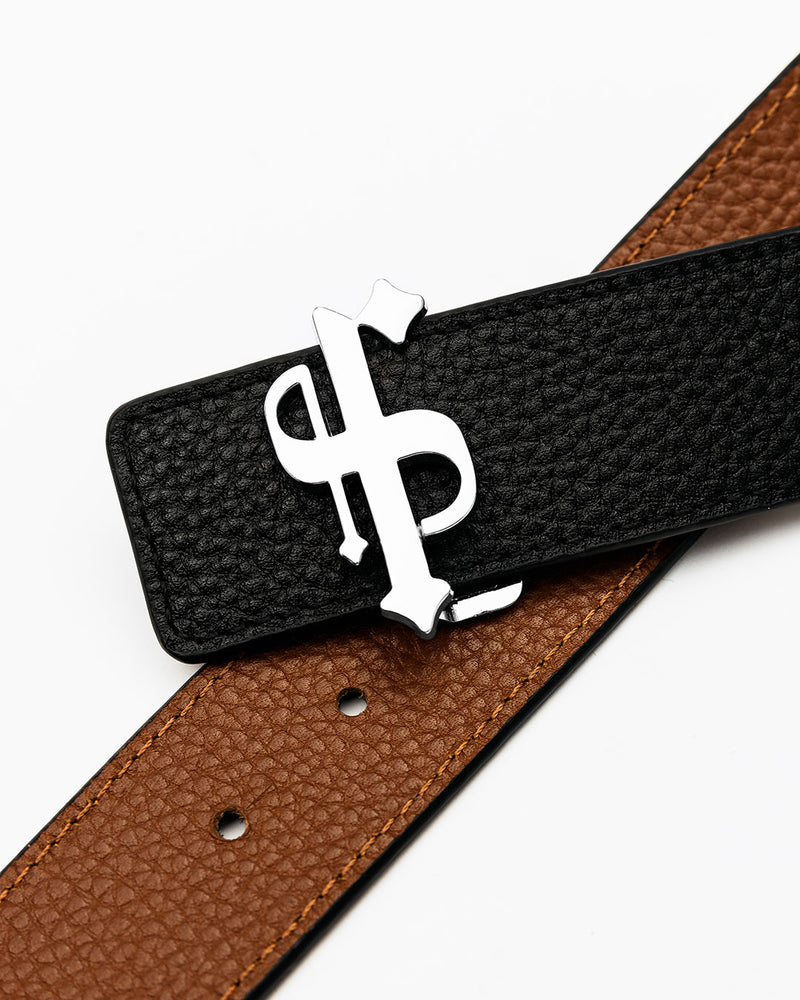 Father Sons Black / Tan Leather Reversible Belt with Silver FS Buckle - FSBELT002  (PRE ORDER 19TH DECEMBER