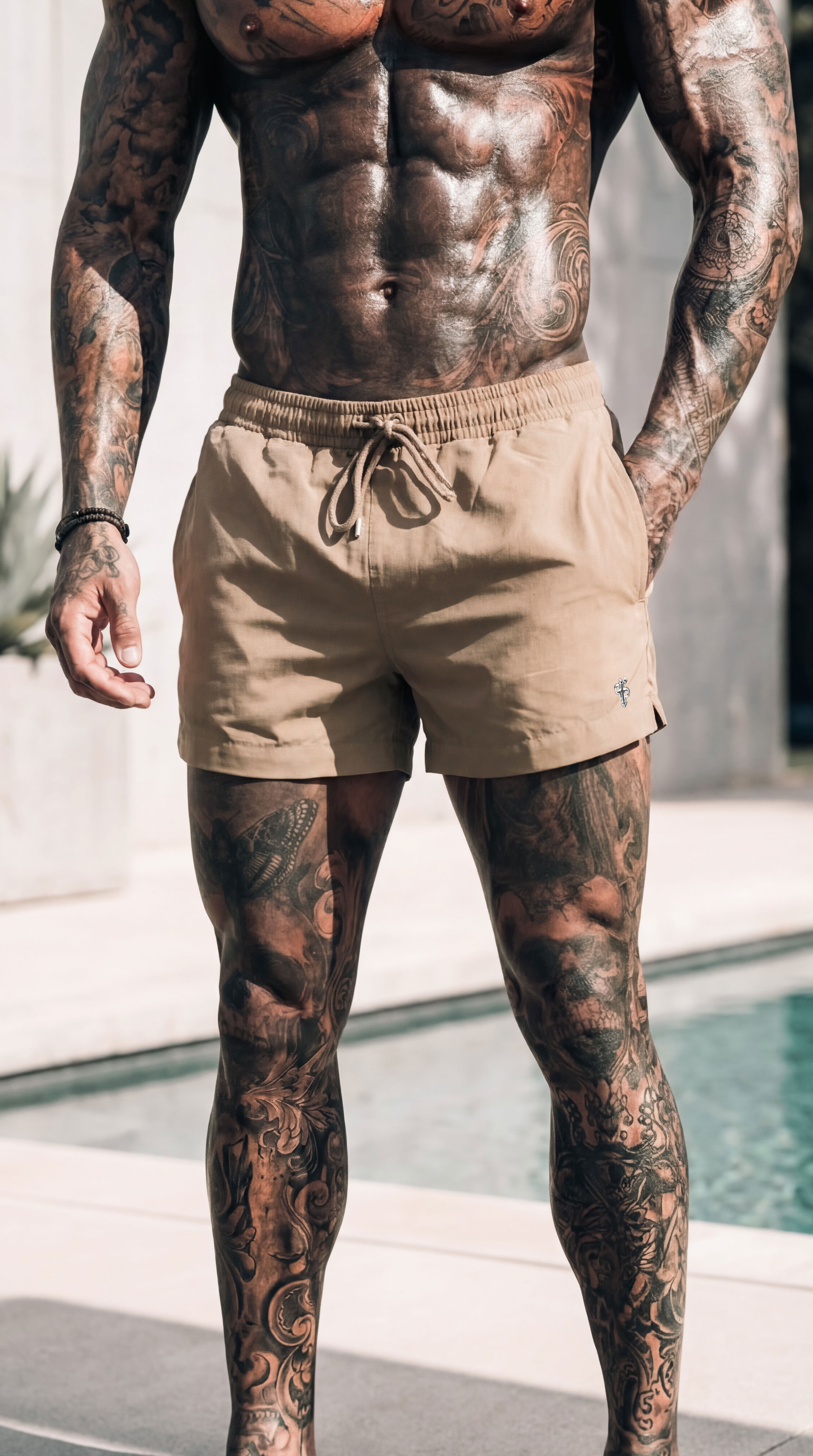Taupe / Silver Swim Shorts - FSH1318