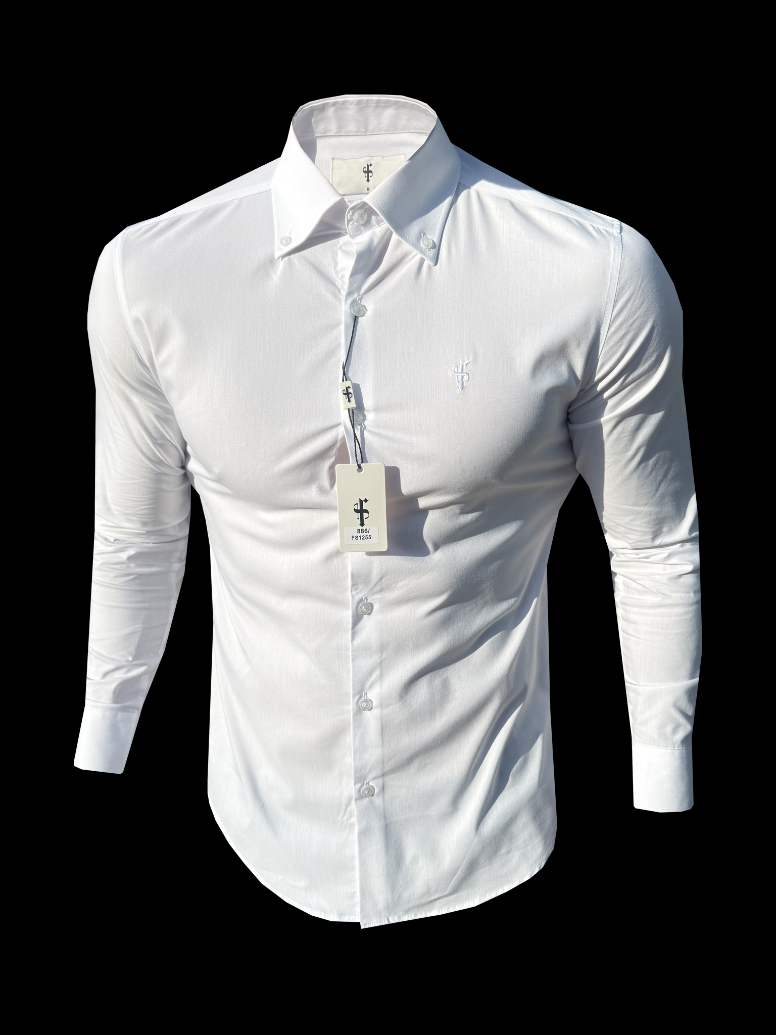 Romeo Classic Fit Stretch White Buttondown Collar Shirt  - FS1255