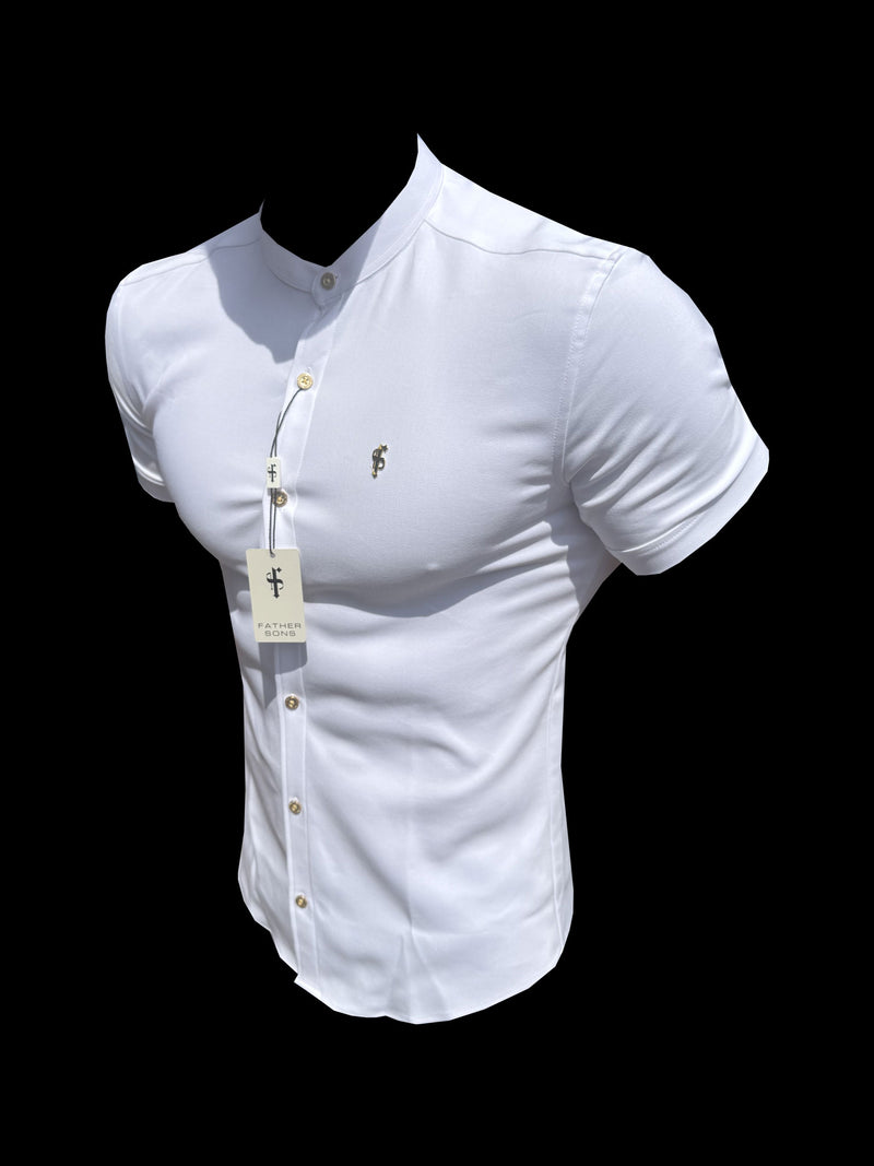 FS Super Slim SS White + Gold Scuba with Grandad Collar - FS1194