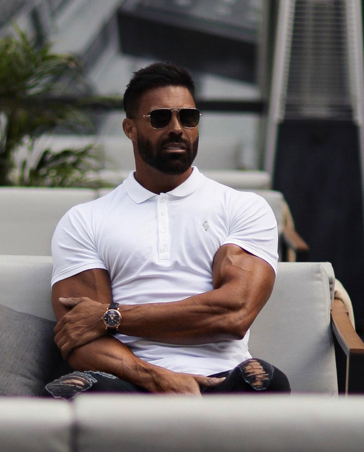 White / Silver Polo Shirt - FSH1404