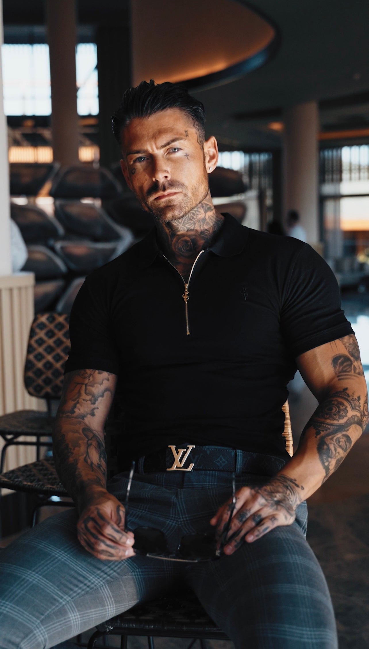 Classic Black and Gold Zipped Polo Shirt - FSH239