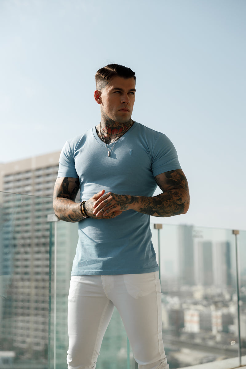 Father Sons Classic Light Blue V Neck - FSH360