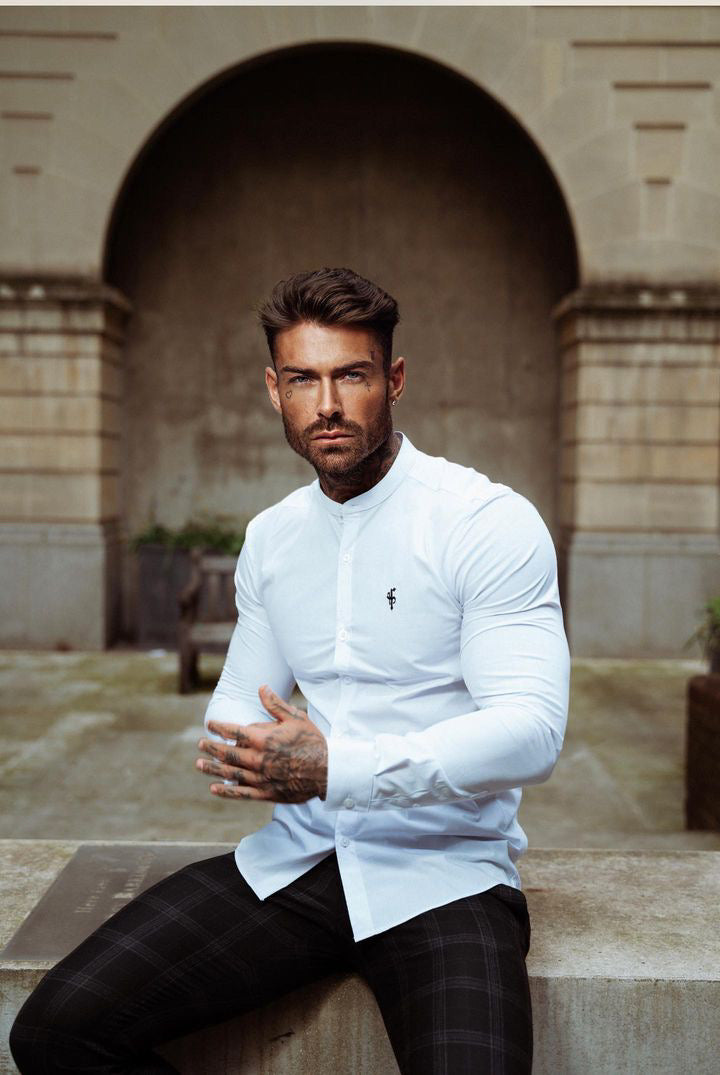 Super Slim Stretch Classic White Grandad Collar - FS170