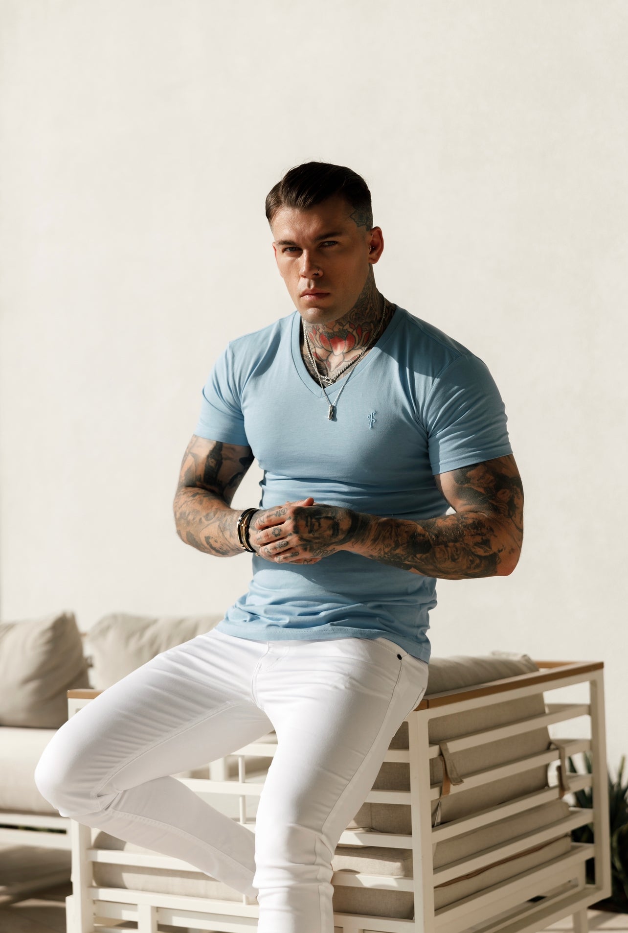 Father Sons Slim Stretch White Sateen Pants - FSH529