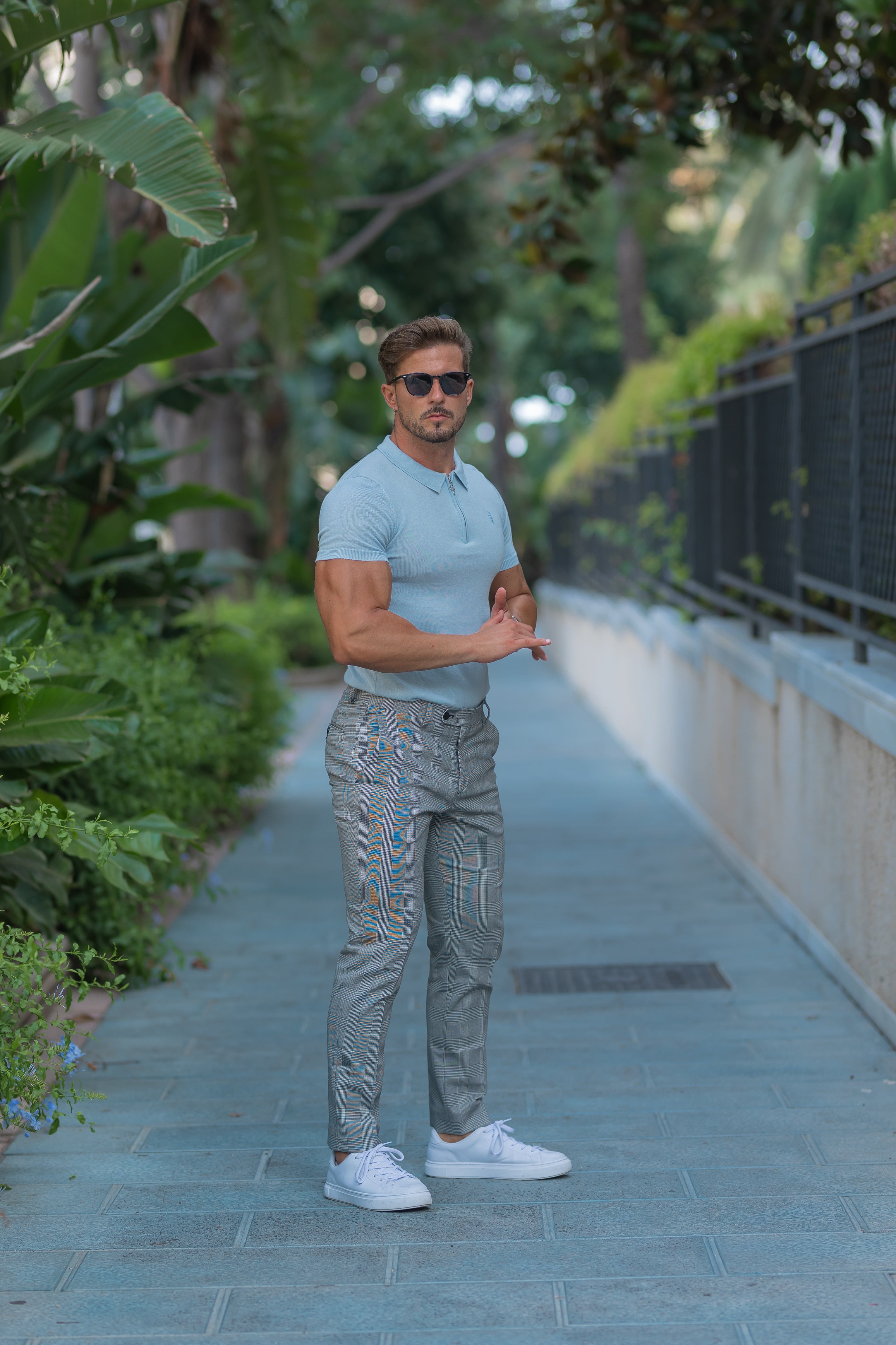 Father Sons Slim Formal Black / Ecru Prince of Wales Check Stretch Pants - FSTR012