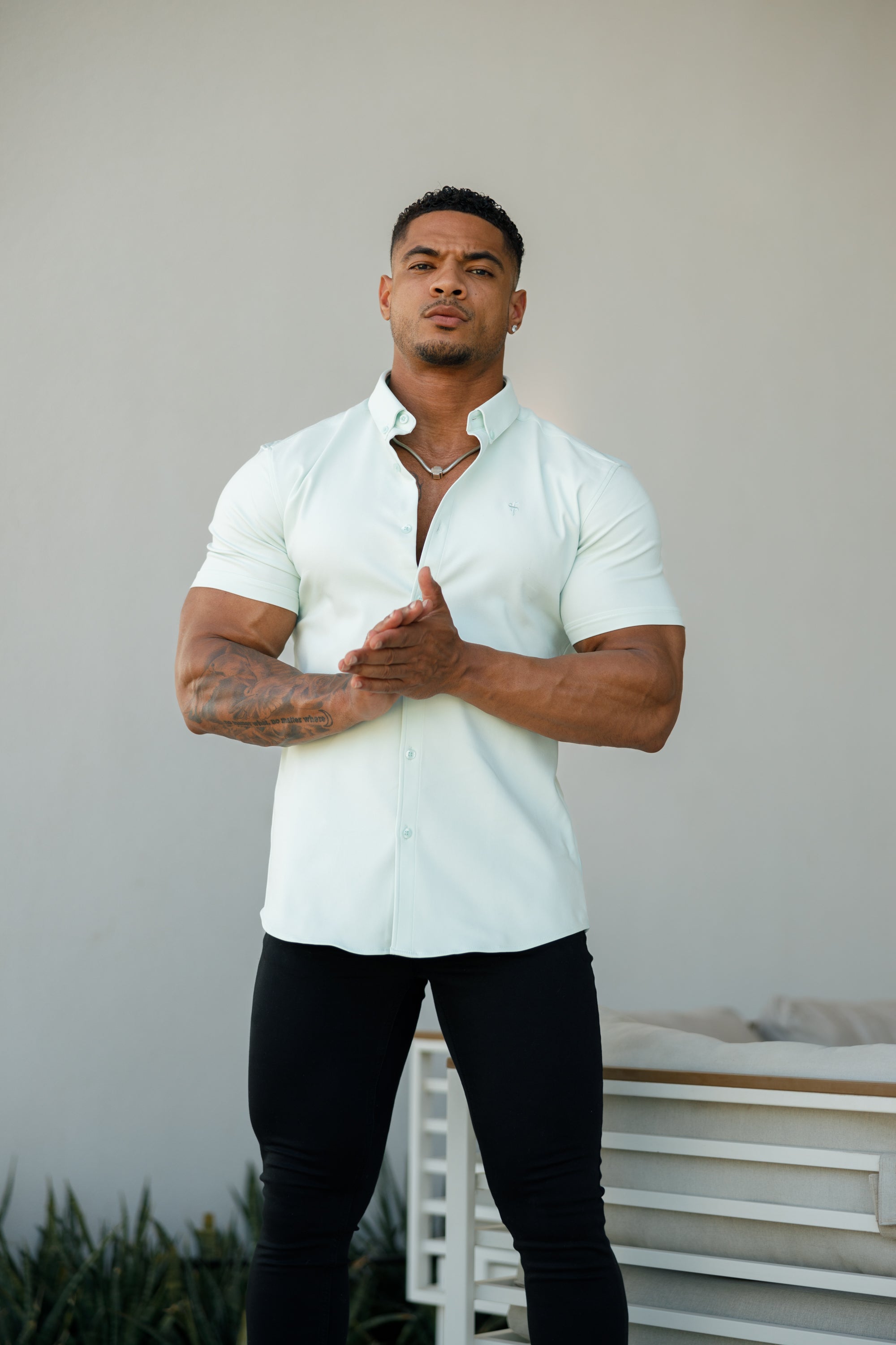 Super Slim Scuba Mint Green Short Sleeve Stretch - FS879