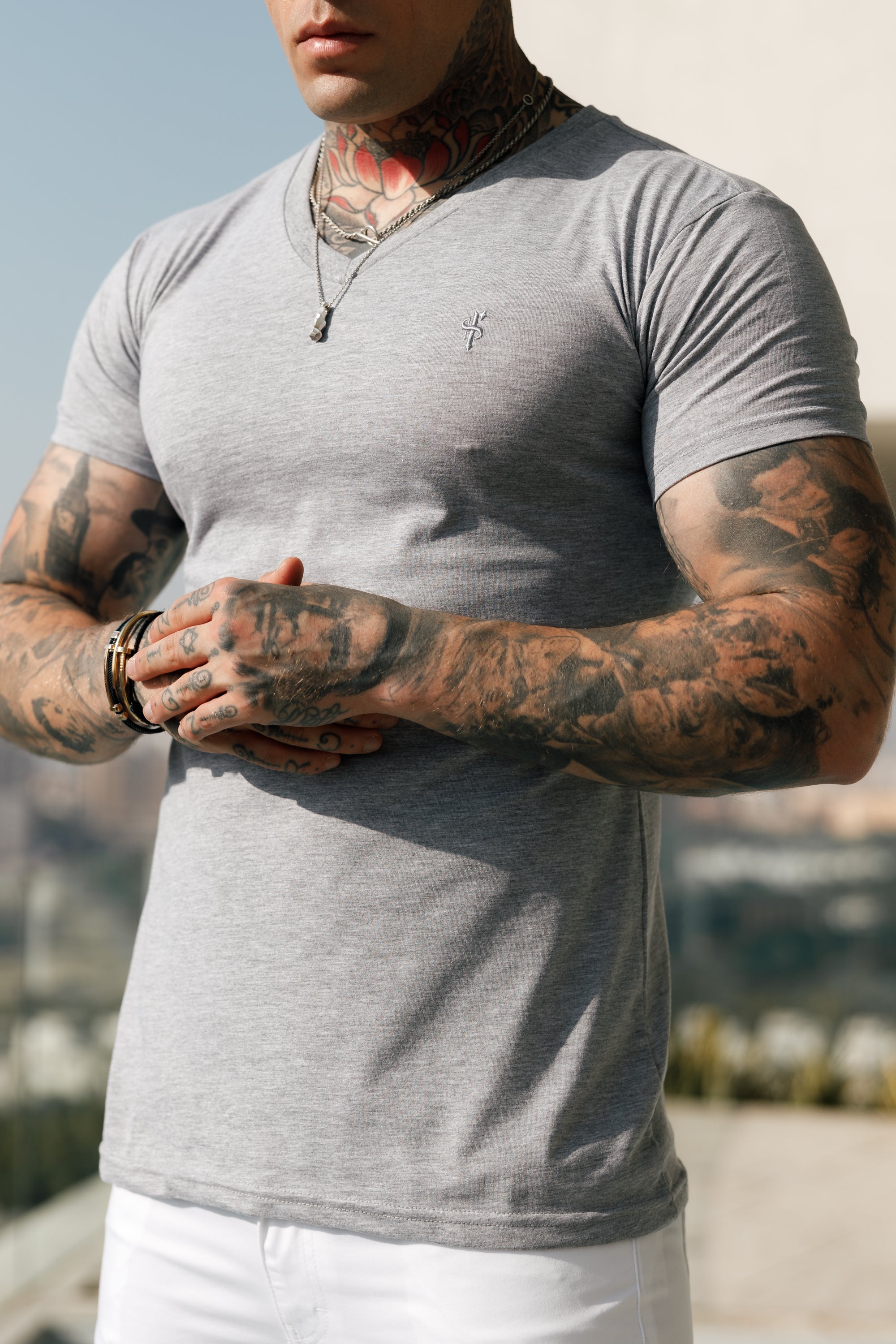 Classic Light Grey V Neck - FSH372