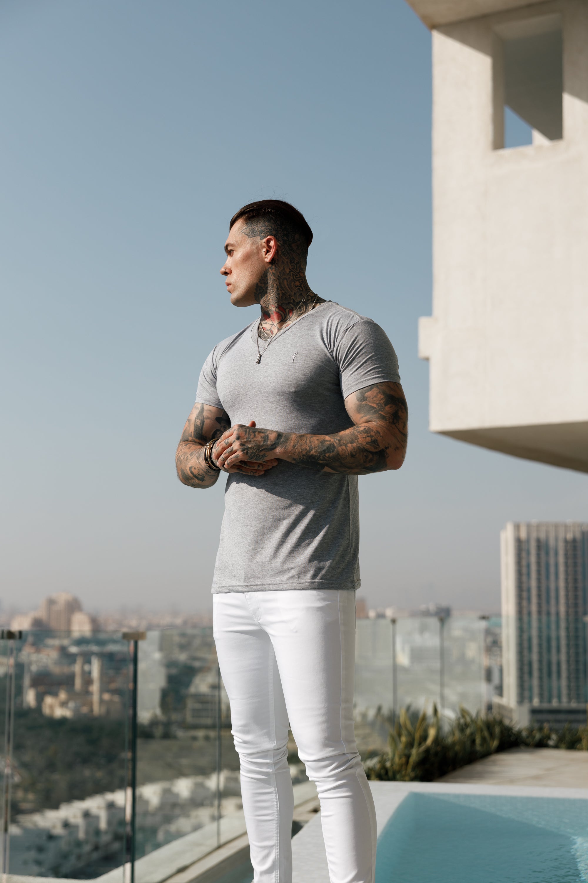 Classic Light Grey V Neck - FSH372