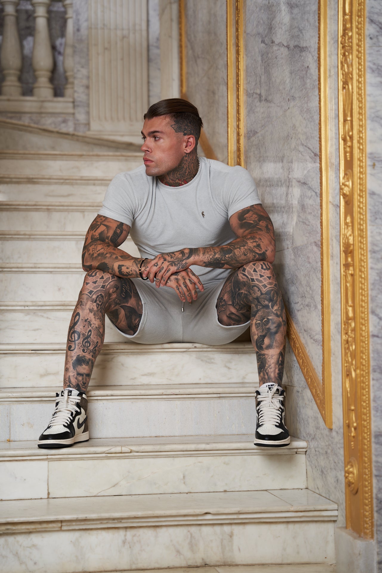 Light Grey Towelling Crew T Shirt - FSH658