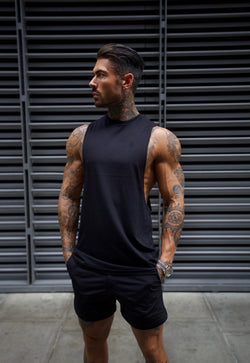 Father Sons Classic Bamboo Dropped Armhole Black Vest - FSH818 (PRE ORDER 30TH MAY)