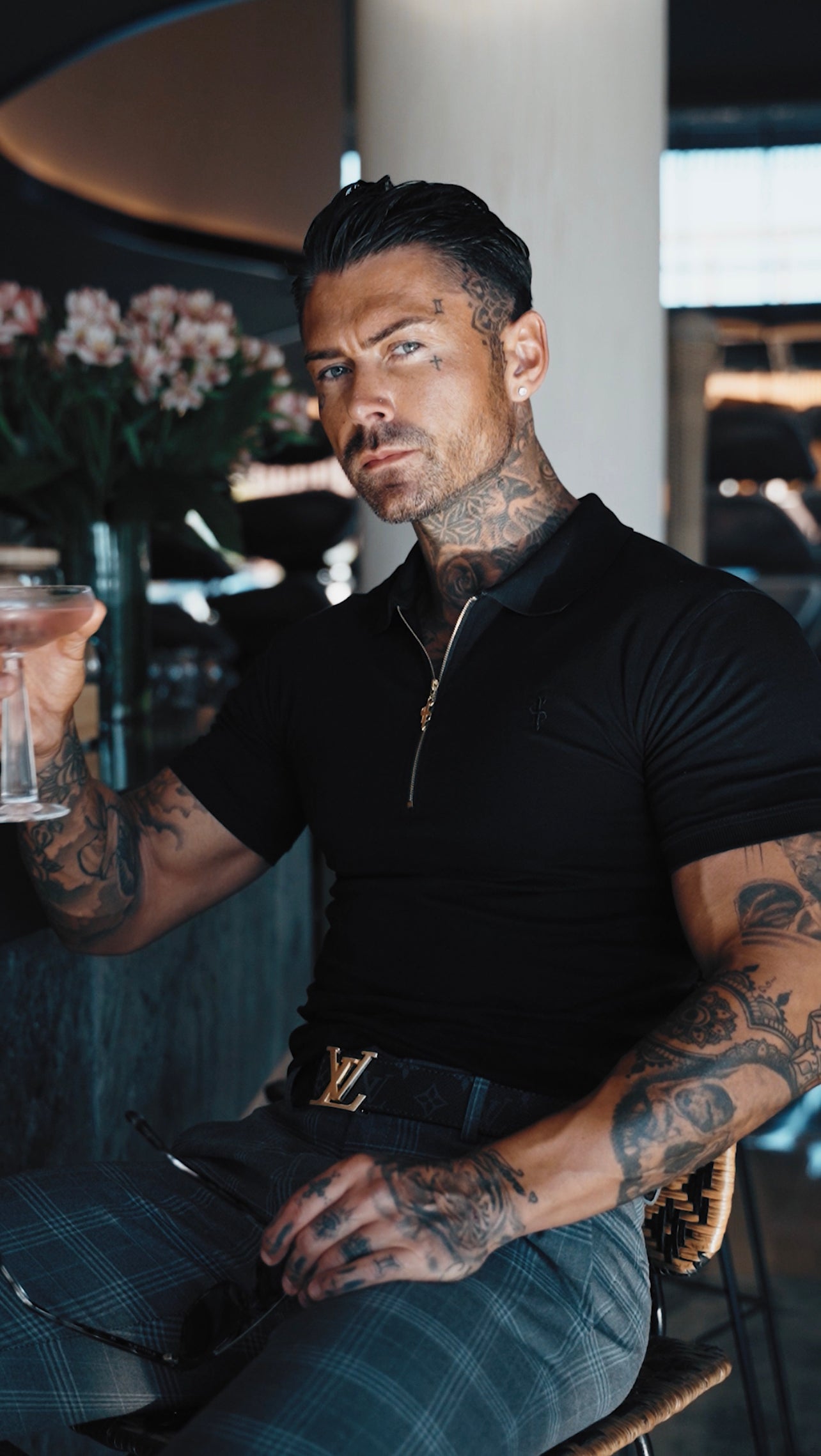 Classic Black and Gold Zipped Polo Shirt - FSH239