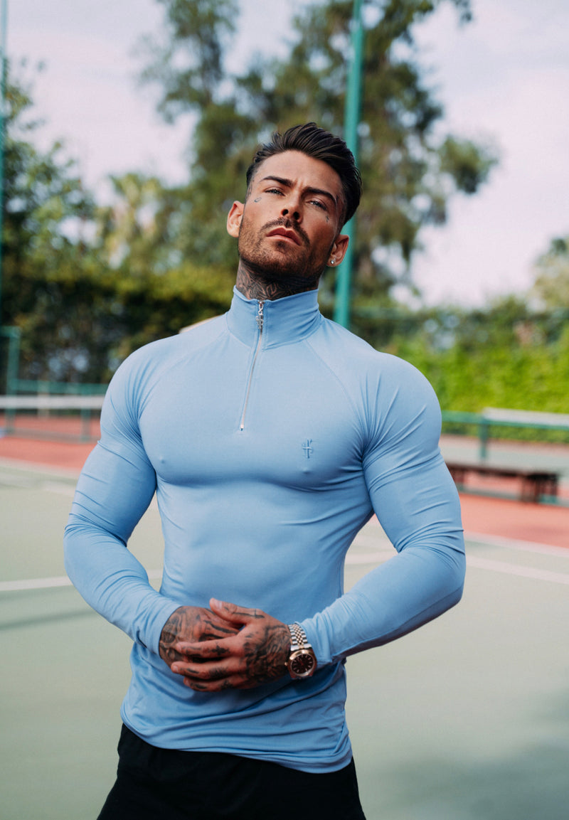 Father Sons Long Sleeve Light Blue Half Zip Gym Top - FSH735