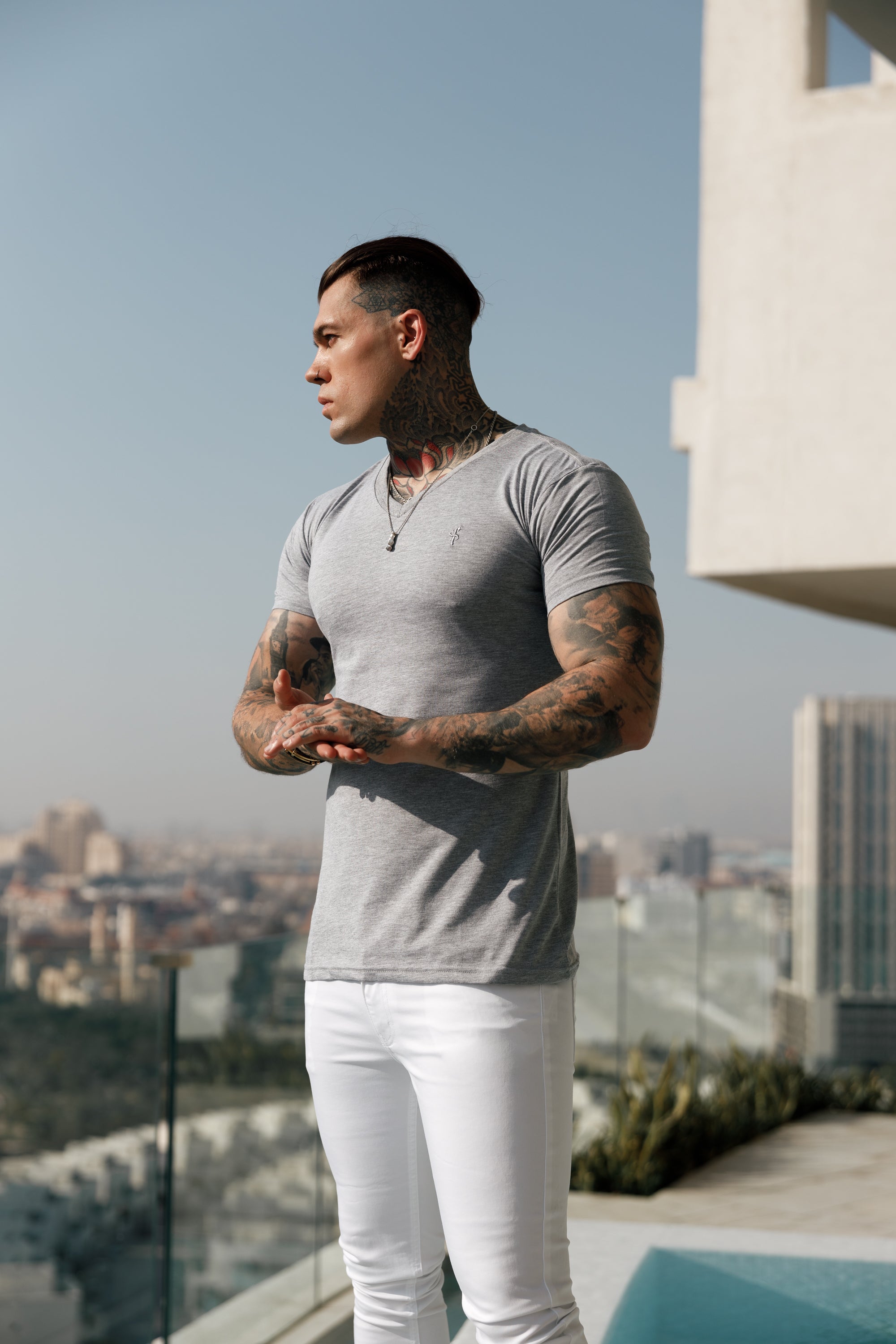 Classic Light Grey V Neck - FSH372