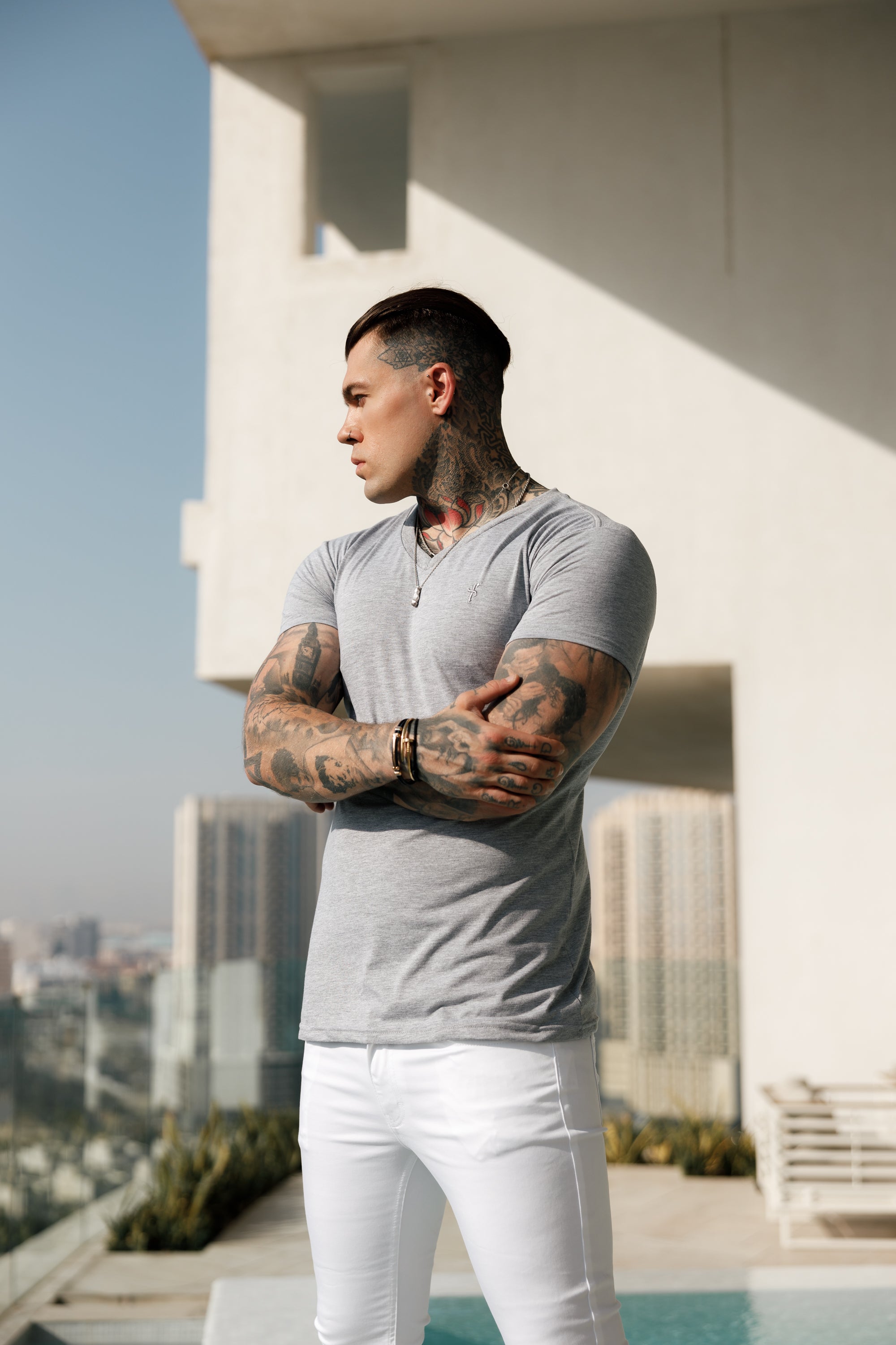 Classic Light Grey V Neck - FSH372