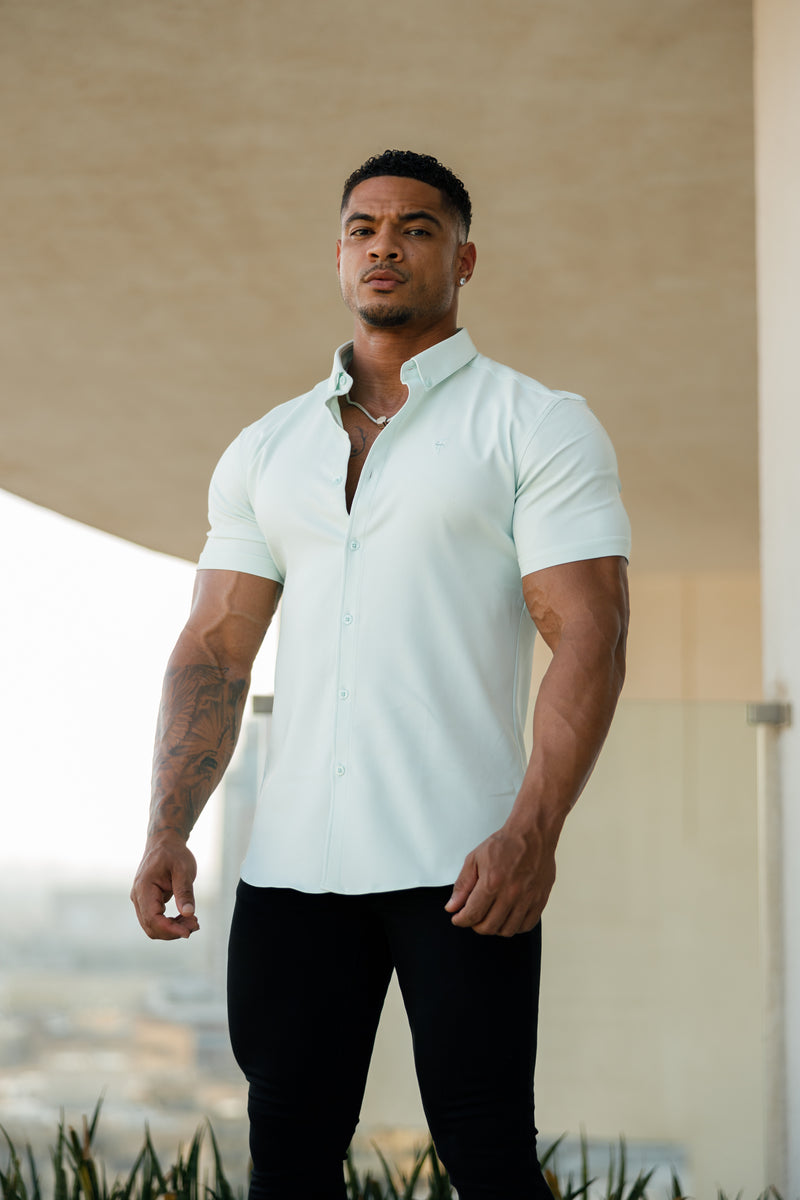 Father Sons Super Slim Scuba Mint Green Short Sleeve Stretch - FS879