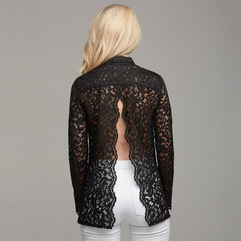 EVIE LACE BLACK OPEN BACK - CT033