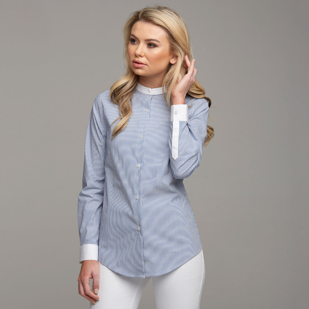 BLAIR STRIPE CONTRAST COLLAR STAND SHIRT - CT030