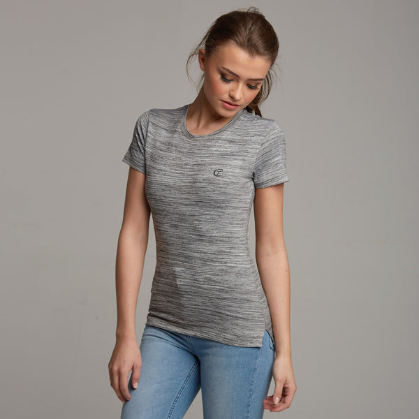 TEGAN GREY MARL SLUB TEE - CT047