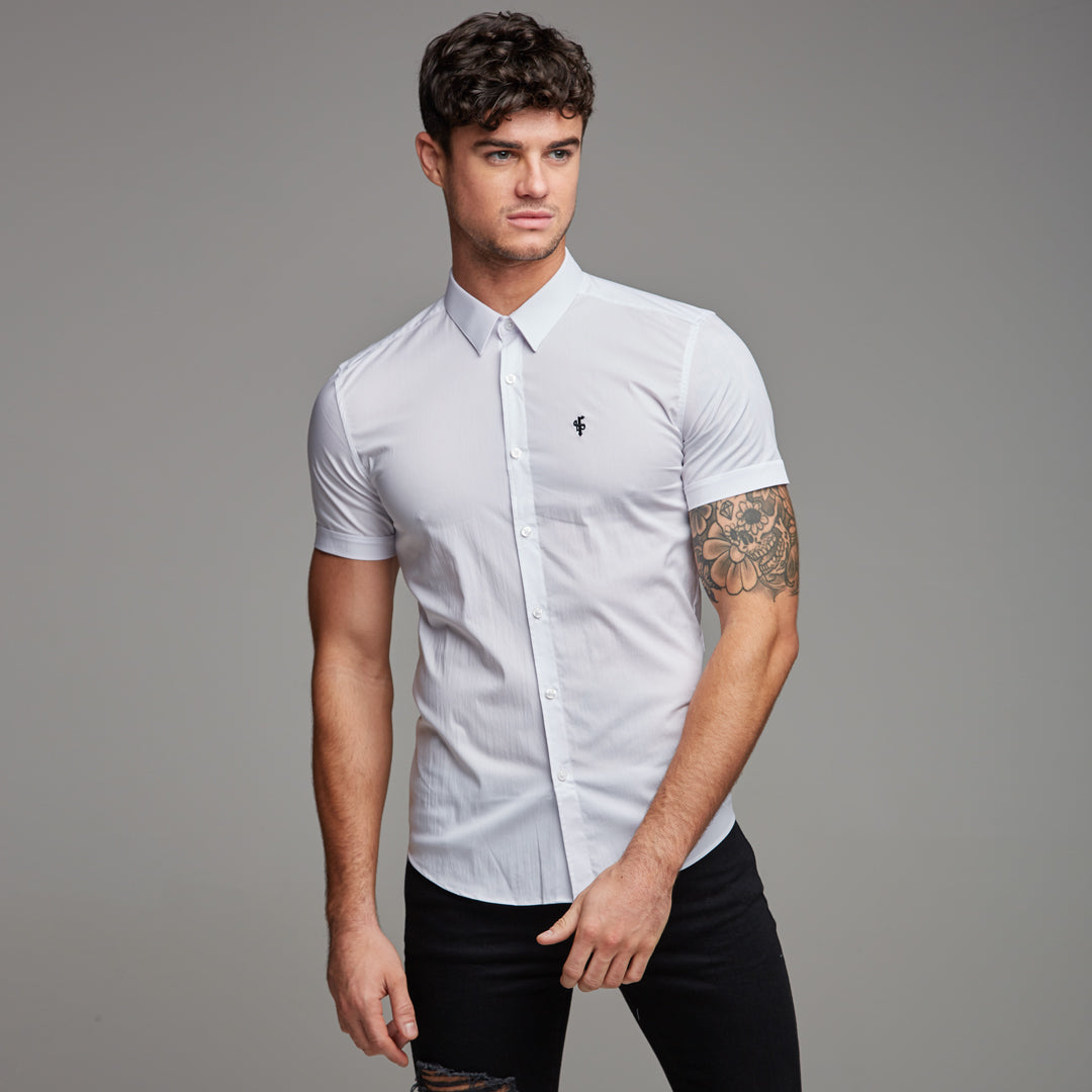 Super Slim Stretch Classic White Short Sleeve - FS126