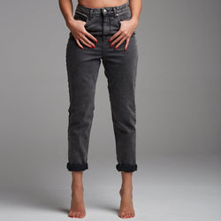 DRAKE BLACK ACID WASH BOYFRIEND JEANS - CT074