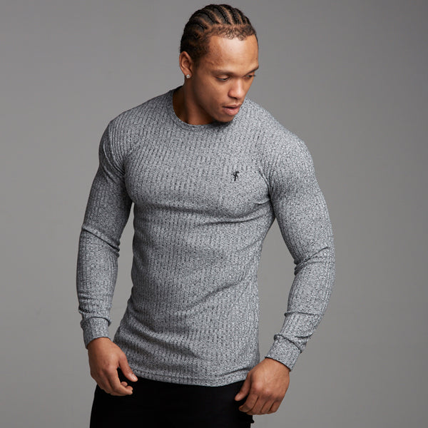 Father Sons Classic Grey & Black Ribbed Knit Sweater - FSH079
