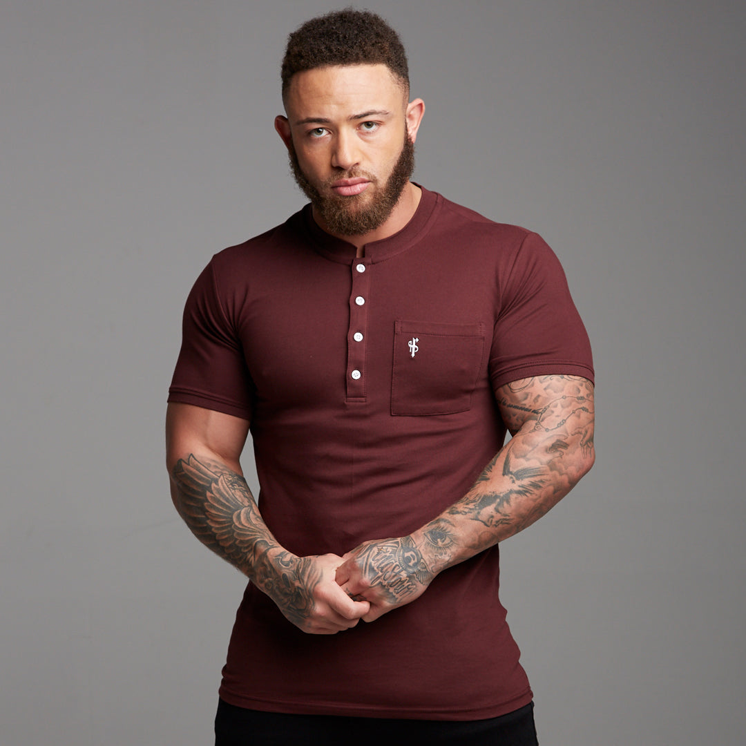 Classic Burgundy Grandad Polo Shirt - FSH195