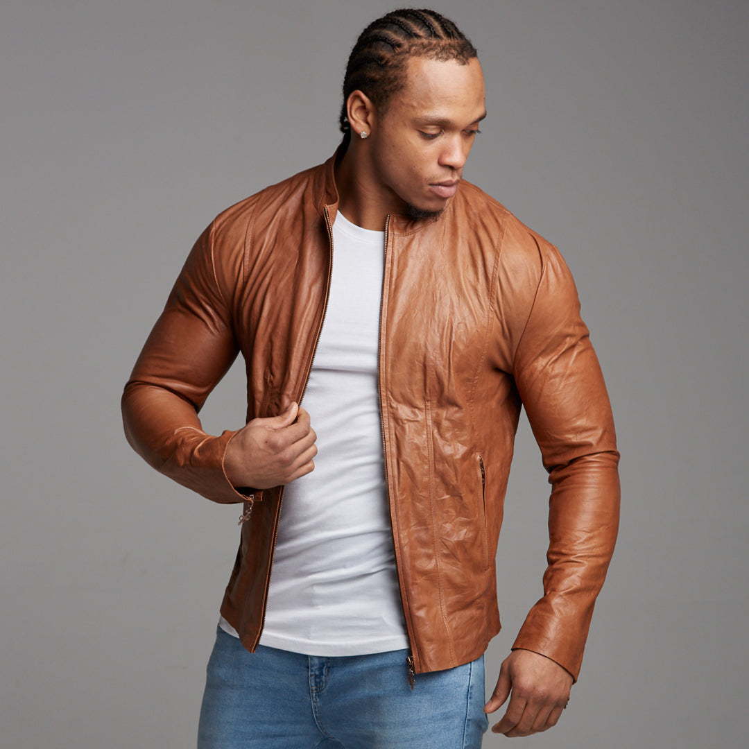 Tan Lambs Leather Jacket - FSH205