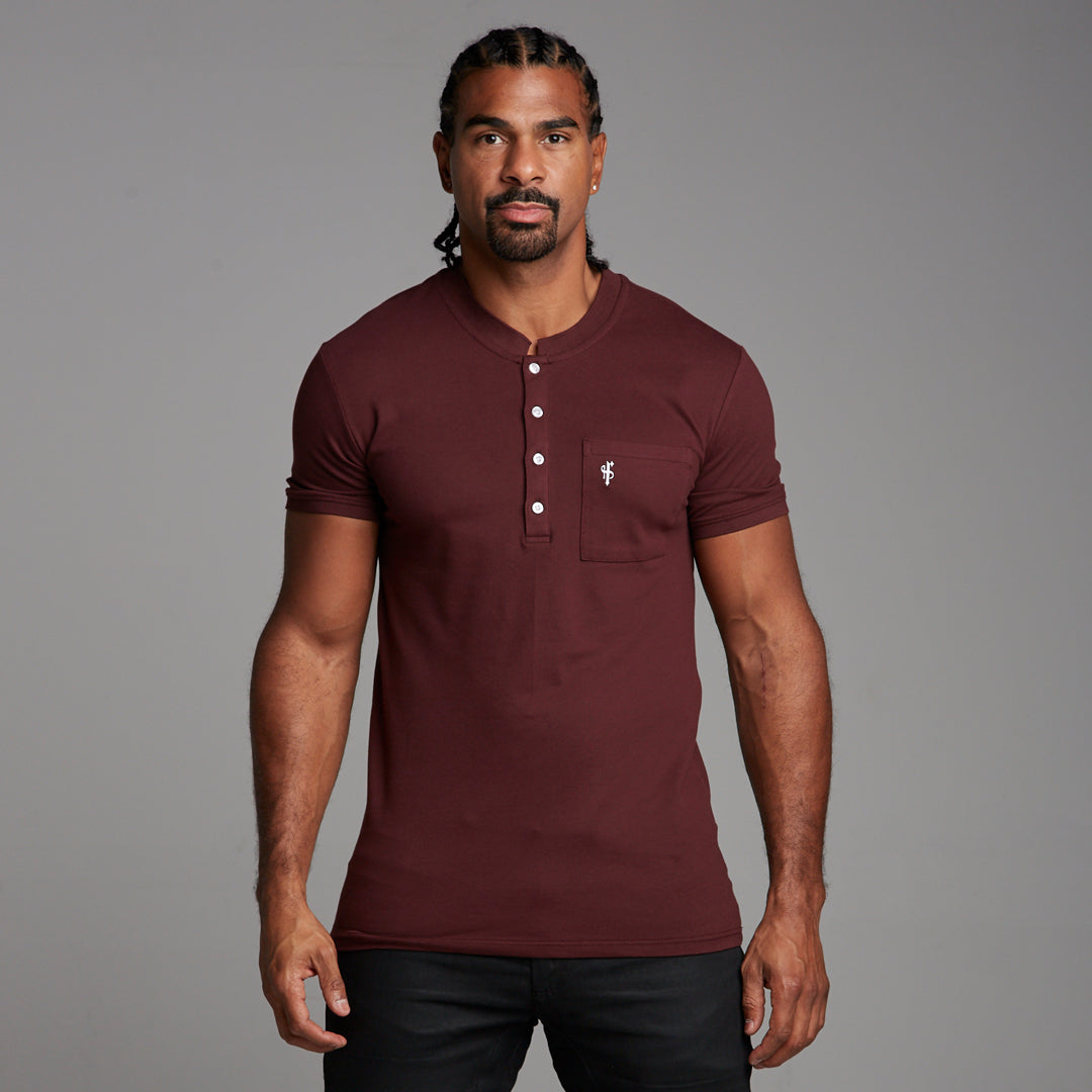 Classic Burgundy Grandad Polo Shirt - FSH195