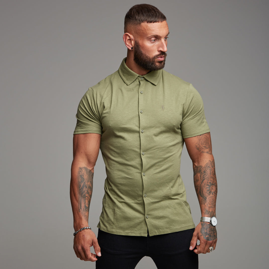 Super Slim Khaki Jersey Short Sleeve - FSH014 (LAST CHANCE)