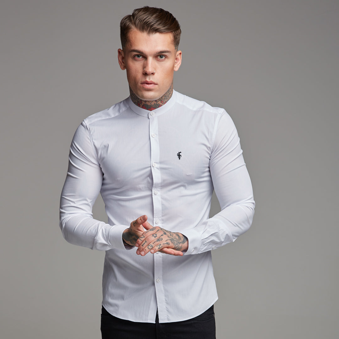 Super Slim Stretch Classic White Grandad Collar - FS170
