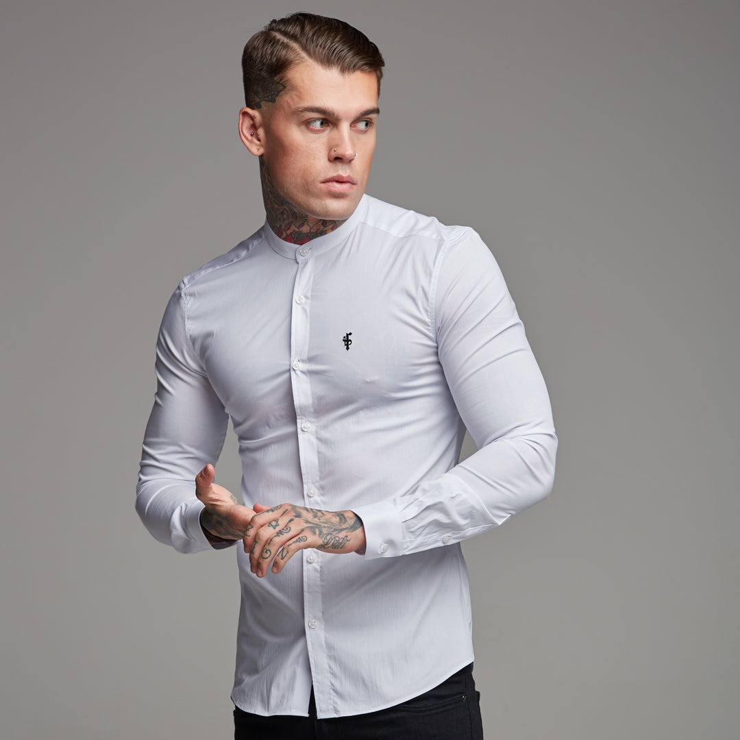 Super Slim Stretch Classic White Grandad Collar - FS170