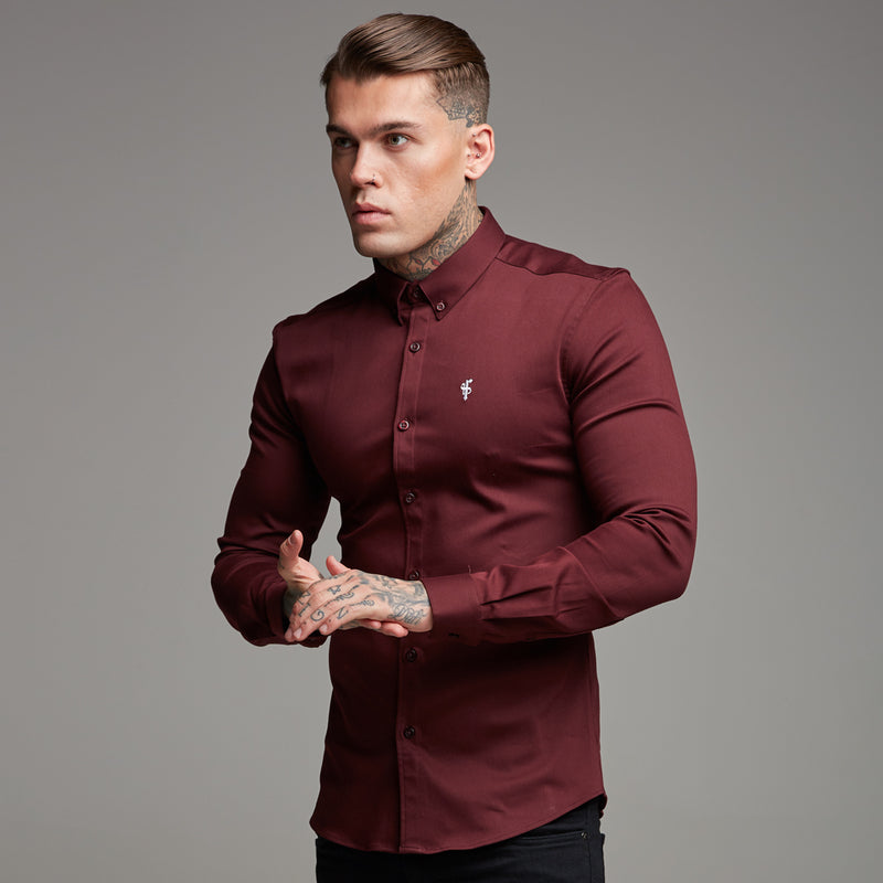 Father Sons Super Slim Stretch Burgundy Denim Long Sleeve - FS212