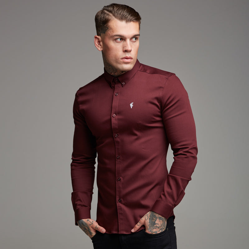 Father Sons Super Slim Stretch Burgundy Denim Long Sleeve - FS212